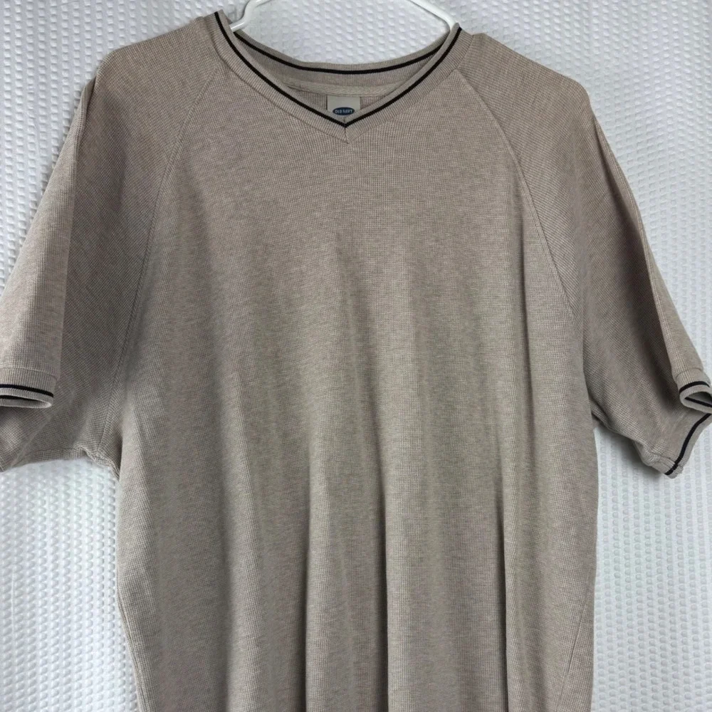 Old Navy Shirt Men Large Beige Waffle Knit 100% Cotton Gorpcore Earthy Retro 90s